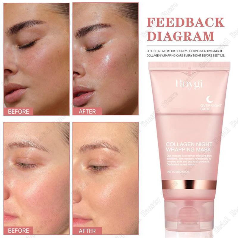 Night Collagen Wrapping Mask Rejuvenation Moisturizing Face Mask Make Glowy Skin Elasticity Facial Mask
