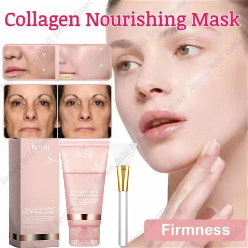 Night Collagen Wrapping Mask Rejuvenation Moisturizing Face Mask Make Glowy Skin Elasticity Facial Mask