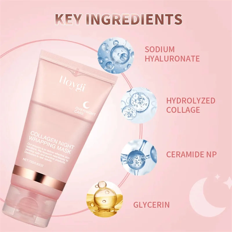 Night Collagen Wrapping Mask Rejuvenation Moisturizing Face Mask Make Glowy Skin Elasticity Facial Mask