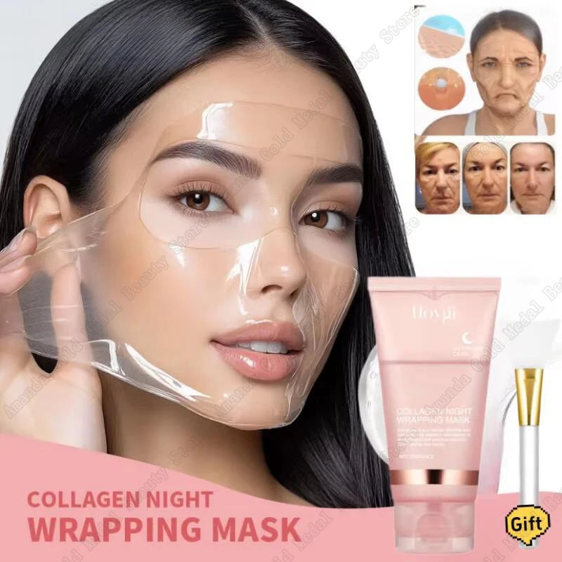 Night Collagen Wrapping Mask Rejuvenation Moisturizing Face Mask Make Glowy Skin Elasticity Facial Mask