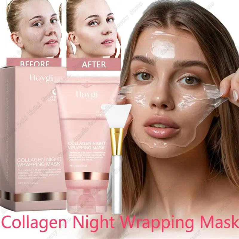 Night Collagen Wrapping Mask Rejuvenation Moisturizing Face Mask Make Glowy Skin Elasticity Facial Mask